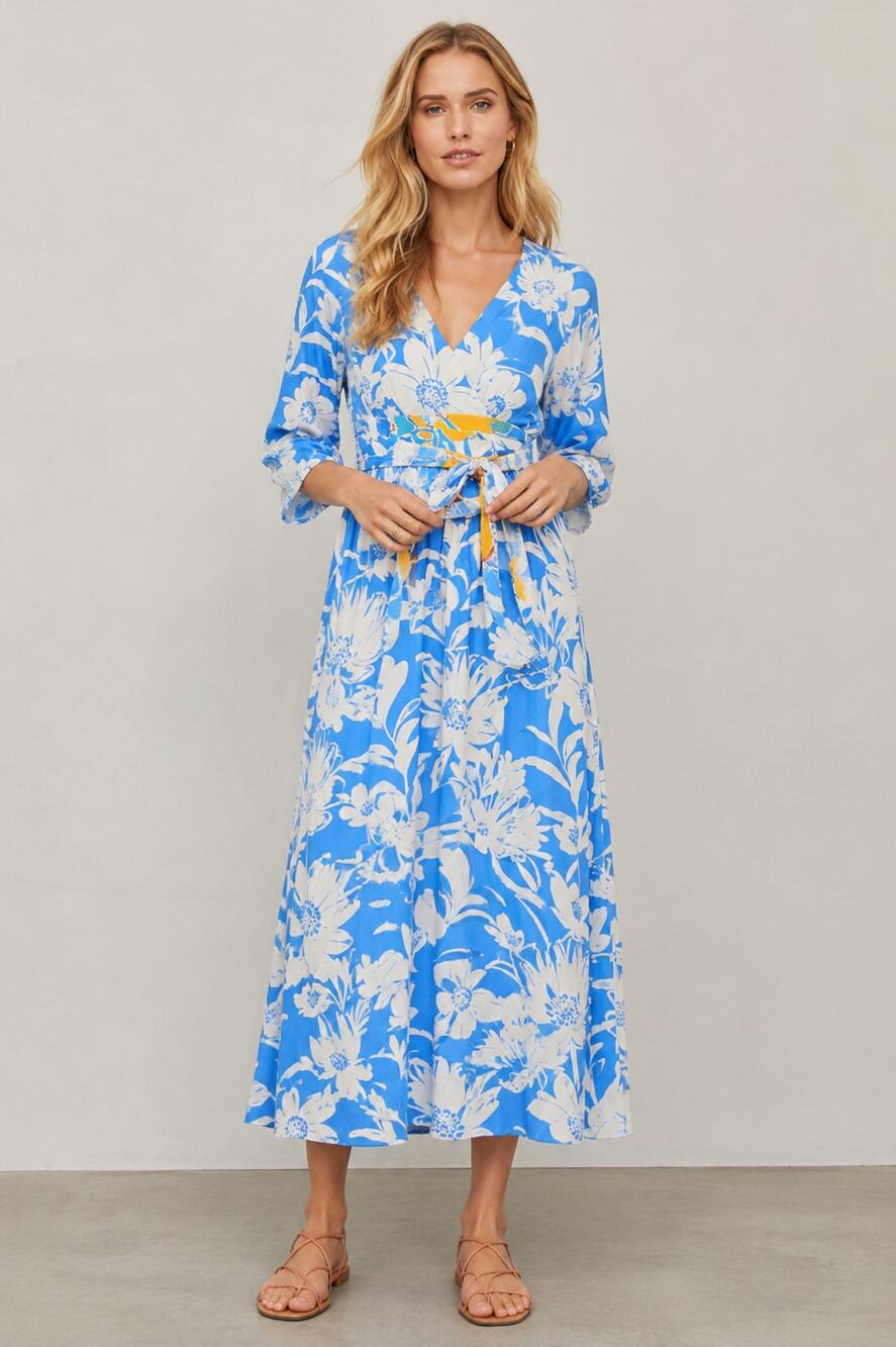 Maeve Anthropologie Belted Kimono Dress Women's Size 4 Floral Wrap Midi Dress